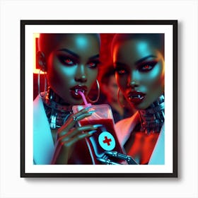 Two Black Women Drinking Blood Art Print