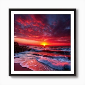 Sunset On The Beach 561 Art Print