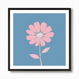 A White And Pink Flower In Minimalist Style Square Composition 423 Art Print