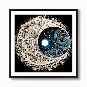 Moon And Stars 9 Art Print