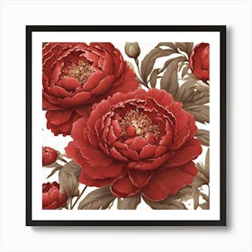 Aesthetic style, Large red Peony flower Art Print