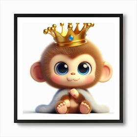 Cute Monkey With A Crown 5 Art Print