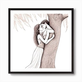 Kissing Under A Tree Art Print