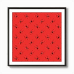 Spiders On A Red Background Art Print