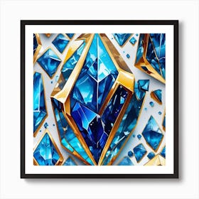 Blue And Gold Diamonds Art Print