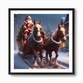 Santa's Country Sleigh & Team Art Print