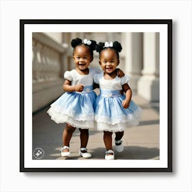 Two Little Girls In Dresses Art Print