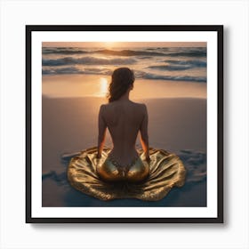 Mermaid At Sunset Art Print