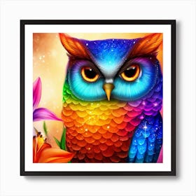 Rainbow Owl 6 Art Print