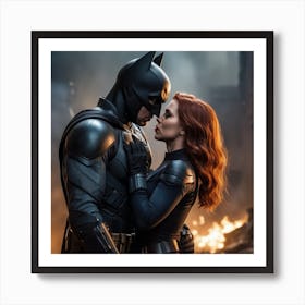 Batman And Batwoman Art Print