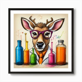 Deer In Glasses 11 Art Print