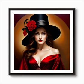 Woman In A Hat 4 Art Print