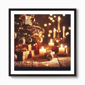 Christmas Tree With Candles 1 Art Print