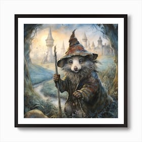 Magical Wizard Animal Character, Cute Bear Art Print Art Print