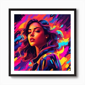 Girl With Colorful Paint Art Print