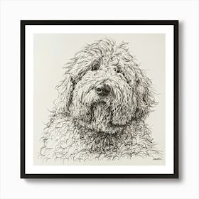 Komondor Dog Line Sketch 3 Art Print