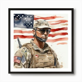 Default Create A Simple Watercolor Of A Soldier With America F 0 Art Print