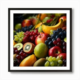 Banana Grapes Kiwi Fresh Healthy Fruits Art Print