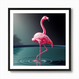 Flamingo In Water Art Print