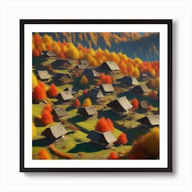 Village In Autumn Mountains (32) Art Print