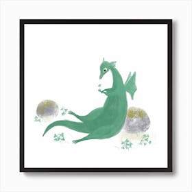 Clover Dragon Square Art Print