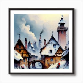 Winter Village Art Print