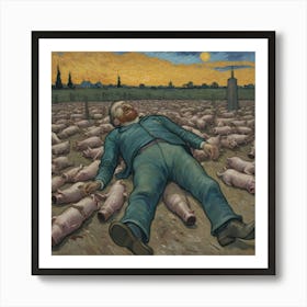 The Squealing Dusk: Whiskey Dreams and Madness Pigs Art Print