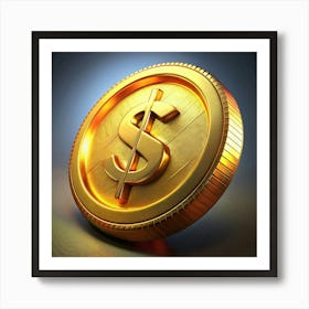 Golden Coin With Dollar Sign Art Print