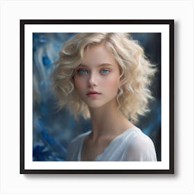 Portrait Of A Young Girl With Blue Eyes Art Print