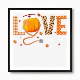 Gifts Ki Love Pumpkin Thanksgiving Nurse Costume Leopard Art Print