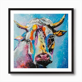 Colorful cow Animal Bright art Oil Painting Art Print