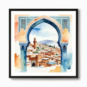 Watercolor Of Morocco - Fez Morocco Art Poster