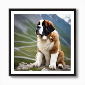 St Bernard Dog 6 Art Print