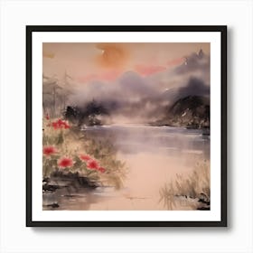 Asian Landscape Painting Art Print