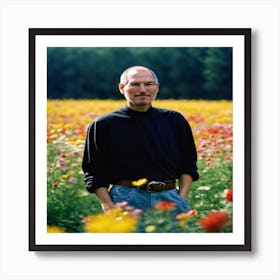 Steve Jobs In A Field Of Flowers Art Print