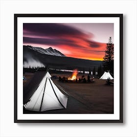 Sunset At The Campsite Art Print