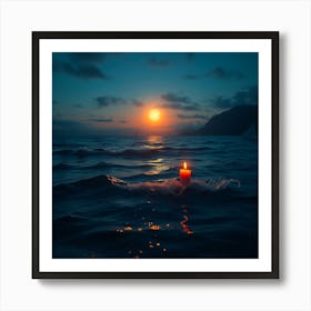 Candle In The Ocean Art Print