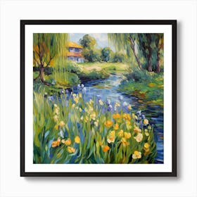 Floral Fusion: Monet's Riverside Elegance Art Print