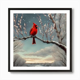 Cardinal Bird In Winter Art Print