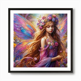 Fairy In the garden of flowers  Art Print