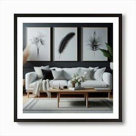 Black And White Living Room Art Print