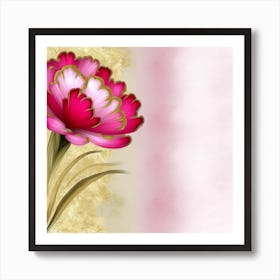 Pink Flower On A Gold Background Art Print