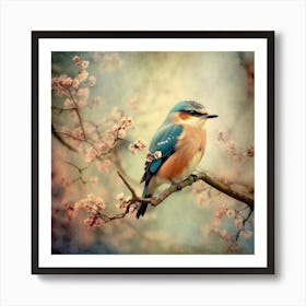 Kingfisher In Blossom Art Print