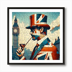 Abstract Puzzle Art English gentleman in London 2 Art Print
