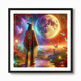 Native American In The Forest Art Print