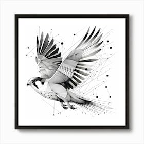 Falcon Fly - Abstract Line Art Illustration 96 Art Print