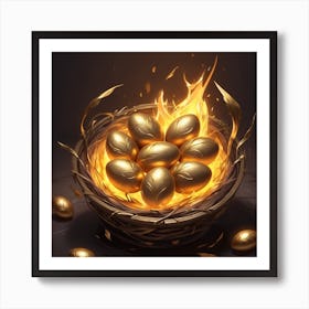 Golden Eggs In A Nest Art Print