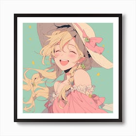 Anime Girl With Hat Art Print