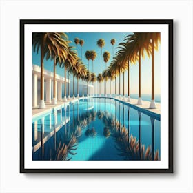 Palm Trees In The Pool 2 Art Print