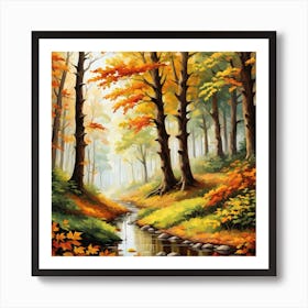 Forest In Autumn In Minimalist Style Square Composition 99 Art Print